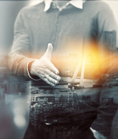 business-person-overlay-man-with-handshake-city-partnership-with-thank-you-hello-double-exposure-employee-with-gesture-cooperation-collaboration-with-team-building-welcome Business person, overlay and man with handshake, city and partnership with thank you. Hello, double exposure and employee with gesture, cooperation and collaboration with team building and welcome.