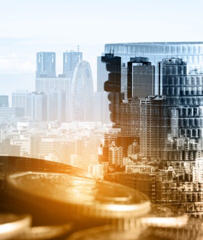 Finance and money technology background concept of business prosperity and asset management . Creative graphic show economy and financial growth by investment in valuable asset to gain wealth profit .